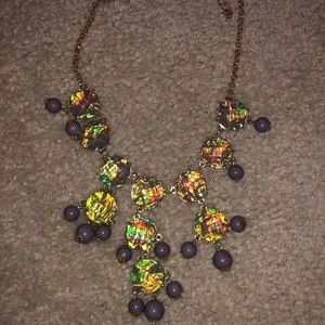 Iridescent Purple Accent Necklace and Earring Set